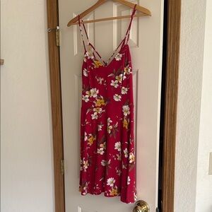 Floral Red Spaghetti Strap Dress